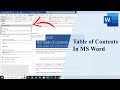 How to Insert a table of contents in MS Word