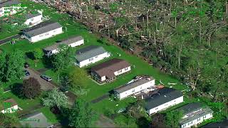 Aerial footage shows aftermath of Michigan