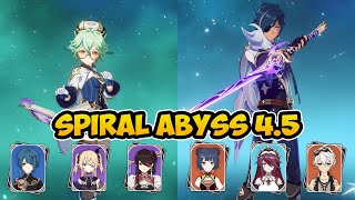 Spiral Abyss 4.5 Sucrose Tazer & Kaeya Melt 9★ Floor 12 All 4 Stars Chars - Genshin Impact