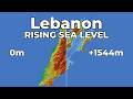 (4K) Rising Sea Level - Lebanon 🇱🇧 🏝️🌊 #geography #map #sealevelrise #lebanon