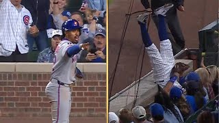 Francisco Lindor Scores as Swanson Falls Into Stands 😮