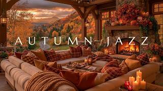 Cozy Autumn Coffee Shop 🍂🔥Cafe Jazz & Fireplace Crackle for Deep Focus