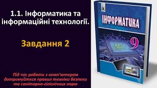 1.1. Інформатика та інформаційні технології. Завдання 2 | 9 клас | Ривкінд 1.1. Інформатика та інформаційні технології. Завдання 2 | 9 клас | Ривкінд