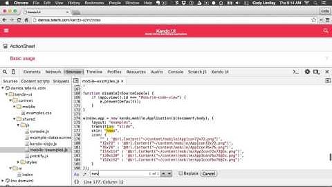 Searching a source using Chrome DevTools