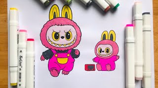 Labubu coloring pages/ big labubu and small labubu coloring books #colors ✍️🌈🌈