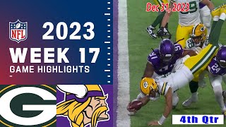 Green Bay Packers vs Minnesota Vikings 4th-QTR FULL GAME 12/31/23 Week 17 | NFL Highlights Today