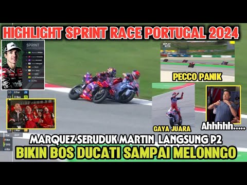SPRINT RACE GP PORTUGAL 2024🔴 MARQUEZ RAJA BRUTAL LANGSUNG PODIUM, PECCO PANIK LANGSUNG MELEBAR,