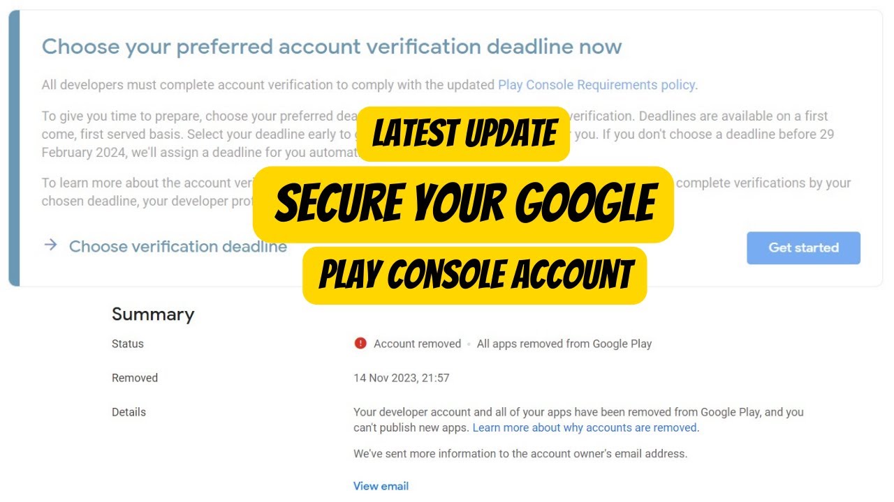 Secure your google play console account | Choose your preferred account verification deadline now