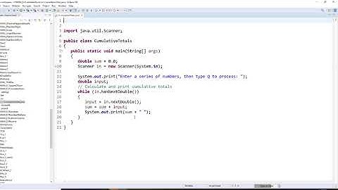 java, while loop, read a sequence of integer inputs and print the cumulative totals.