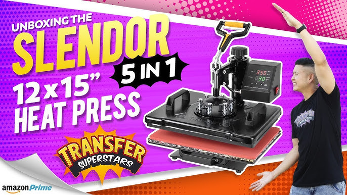 VXZ Heat Press Machines, 15x15 Inch, Heat Press Pro 5 in 1 Swing Away  T-Shirt Sublimation Transfer Printer Digital Control, Mug, Cap, Plate