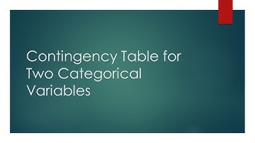 Contingency Table for Two Categorical Variables