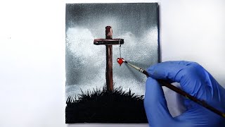 Holy Cross Acrylic Painting - Step by Step / Daily Art Challenge #44