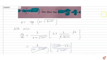 If `y = log(x+sqrt(1+x^2))`, then show that `(1+x^2)(d^2y)/(dx^2)+x(dy)/(dx)=0`