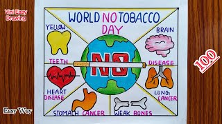 World No Tobacco Day Poster Drawing Easy 🚭 Anti Tobacco Day Drawing Step by Step