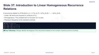 Episode 40: Combinatorics: Linear Homogeneous Recurrence Relations | GATE CSE