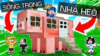 Minecraft nhưng xây nhà trong CON HEO ? MrVit hóa TÍ HON cùng Tứ Trụ sống trong nhà HEO hiện đại !!!