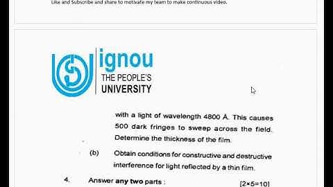 IGNOU | Previous year Optics PHE-09 | last year question Paper Solution 2019 |Important question