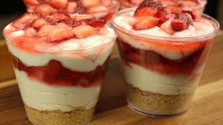 No Bake Strawberry Cheesecake Cups | Easy Dessert Recipe