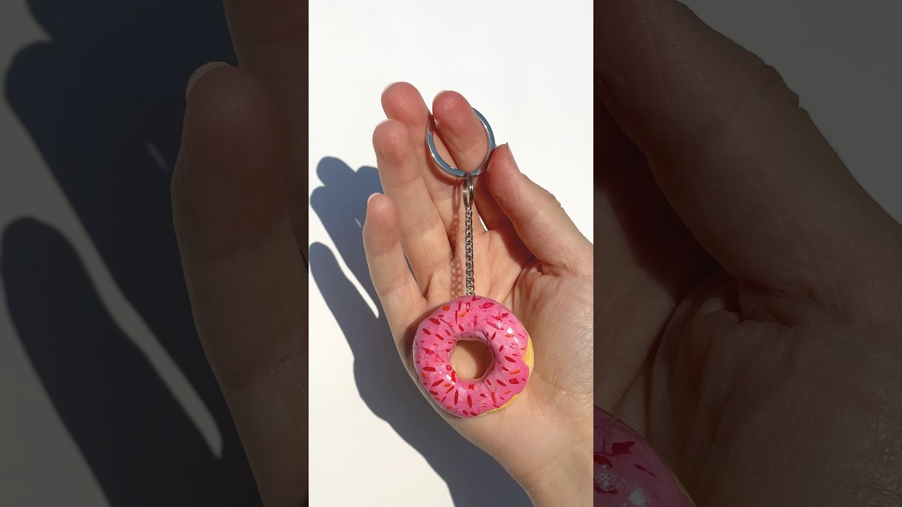 Cute Donut Keychain DIY Air dry clay Gift IDEA
