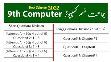 9th Computer Pairing Scheme 2024 | 9th Class Computer Pairing Scheme 2024 |کمپیوٹر نہم نئی پیپر سکیم