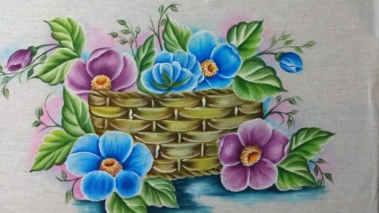 Pintura em Tecido com dicas e riscos: Riscos Para Pintura em Tecido Cestas  de Flores