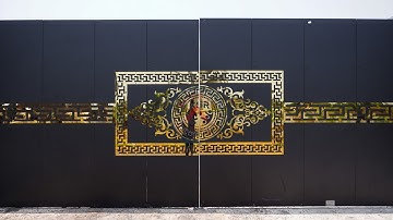 Aacess Automation Automatic Swing Gate with ALU HPL sheets and laser cutting pattern.