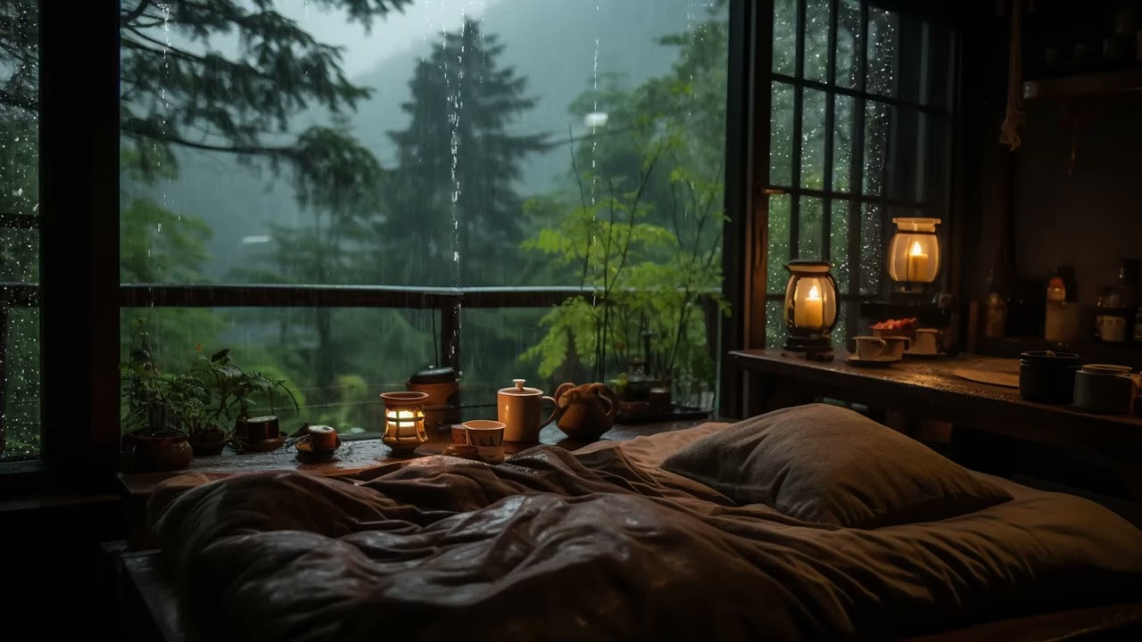 Rain Sound on Window with Soothing Piano 🎹 Relaxing Music for Deep Sleep, Study Focus and Meditation