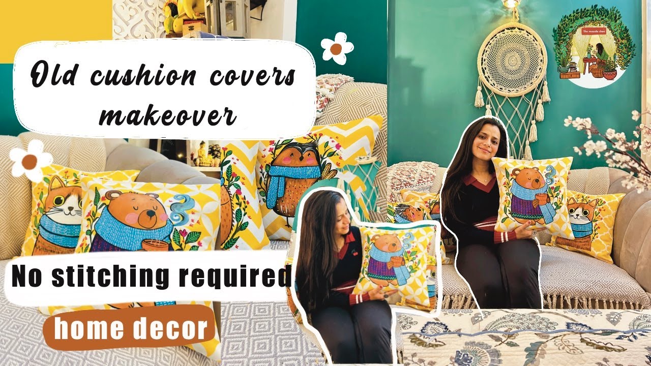 *No stitching* Cushion Cover Makeover - Better than store bought!