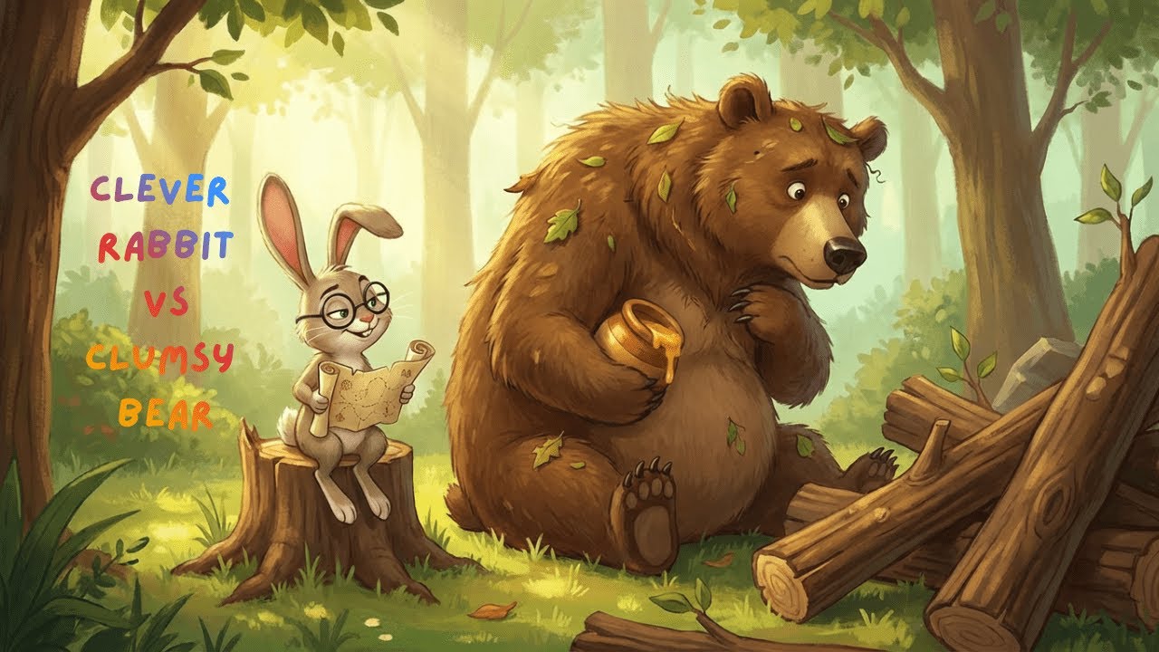 Funkid TV | Clever Rabbit & Clumsy bear | Kids Moral Story | funny cartoon