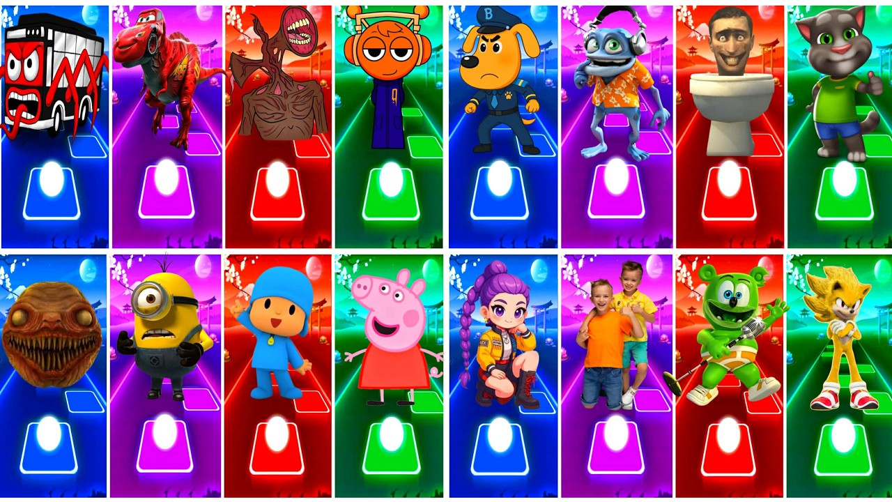 BUS EATER 🆚 SIRENHEAD 🆚TOILET MONSTER🆚 HOUSE HEAD 🆚 ODDBODS | Tiles Hop EDM Rush!