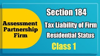 Class 1 Income tax Assessment of Firms Sec 184 Tax Calculation Pankaj Batra Classes