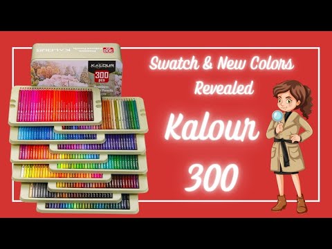 KALOUR Set of 300 colored pencils - swatching and first impression  #coloring #adultcoloring 