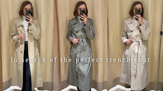 In search of the perfect trench coat•come shopping with me•trench coats for spring