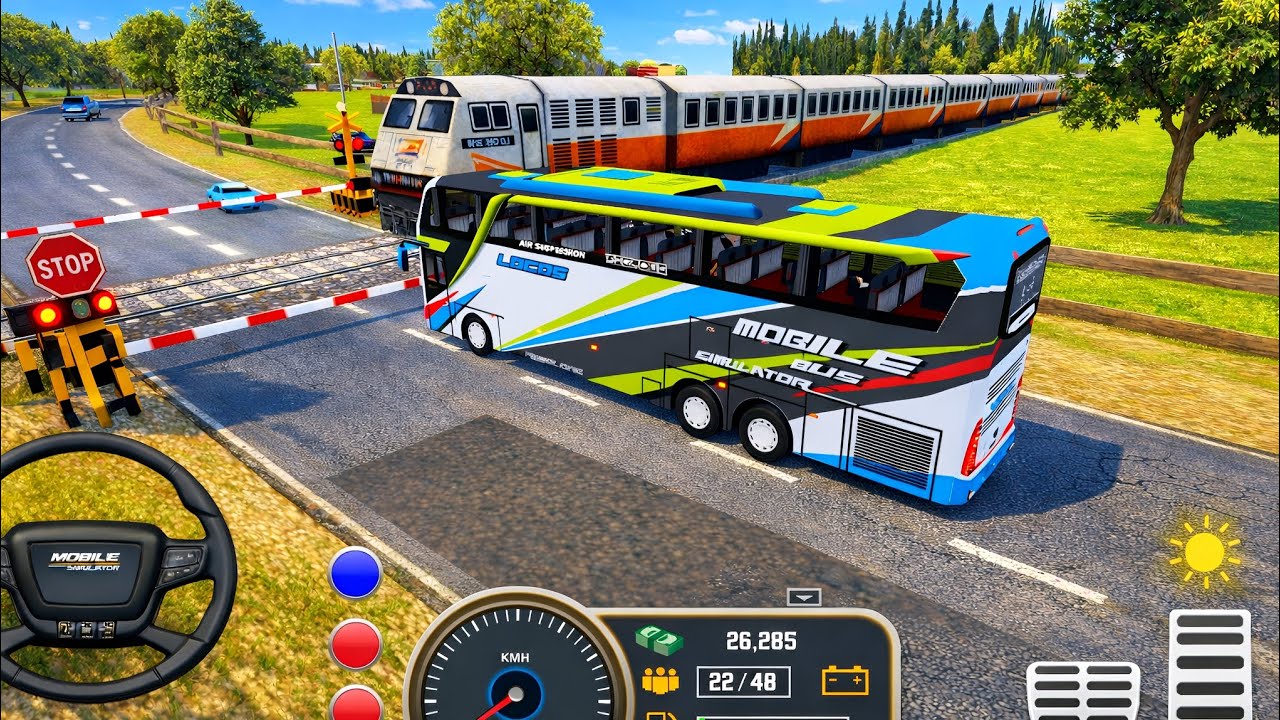 Realistic Bus Driving Simulator Gameplay | Train Crossing Challenge | Mobile Bus Simulator 3D
