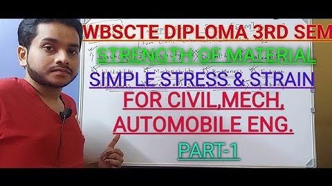 WBSCTE DIPLOMA 3RD SEM|FOR CIVIL,MECH & AUTOMOBILE ENG|SIMPLE STRESS & STRAIN|STRENGTH OF MATERIAL