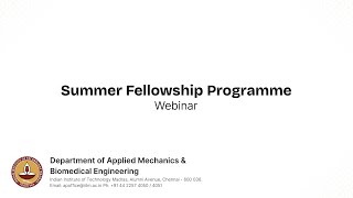 Summer Fellowship Programme - 2025 Webinar