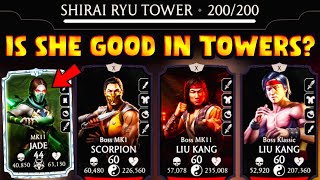 MK Mobile. Is MK11 Jade Useful in Towers? Battle 200 in Shirai Ryu Tower Drove Me CRAZY! My Reward.