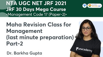 Maha Revision Class for Management (Last Minute Preparation) Part-2 | NET-JRF2021| Dr. Barkha Gupta