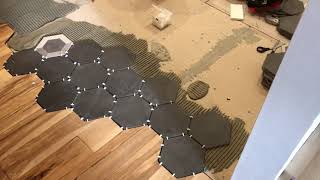 Hex tile to hardwood floor transition