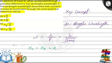 An electron of mass m, when accelerated through a potential difference V, has de-Broglie wavelen....