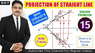 PROJECTION OF STRAIGHT LINE IN ENGINEERING DRAWING IN HINDI (SOLVED PROBLEM 15) @TIKLESACADEMY