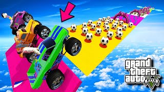 FRANKLIN TRIED IMPOSSIBLE MONSTER TRUCK MEGARAMP JUMP PARKOUR CHALLENGE GTA | SHINCHAN and CHOP
