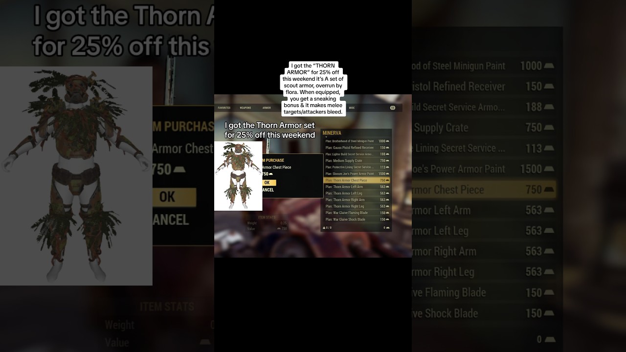 I got the THORN ARMOR set for 25% off 