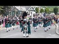 Newtonhill Pipe Band Playing Flett From Flotta On The March To 2023 Braemar Gathering In Scotland