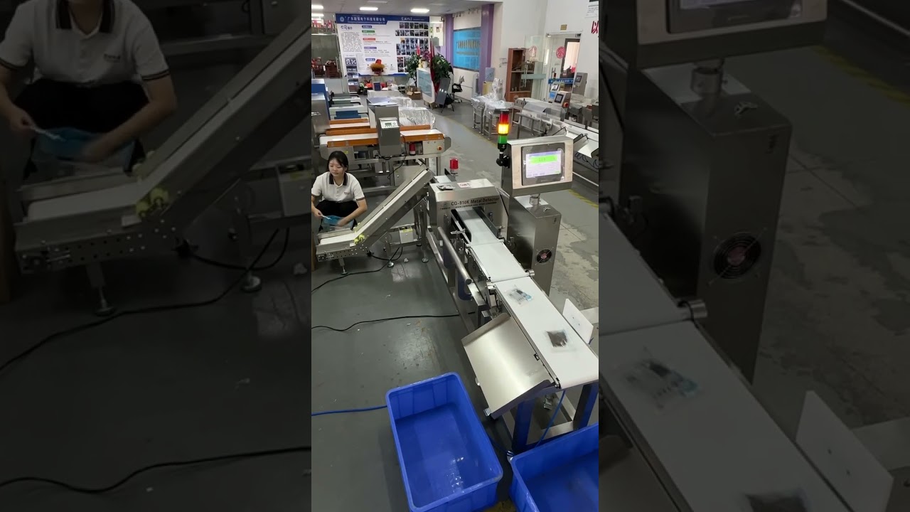 Customized food metal detector and checkweigher with inclined conveyor