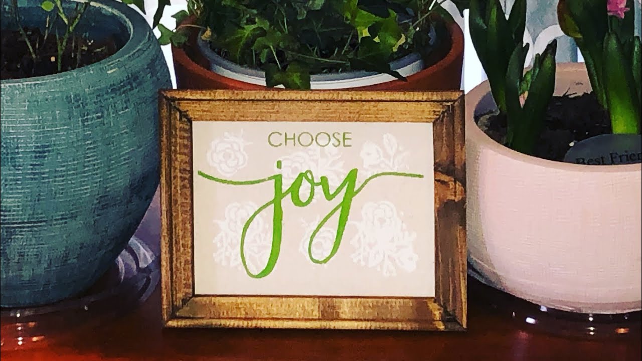 Choose Joy reversed Canvas chalk board art with Chalk Couture Stencils and paint