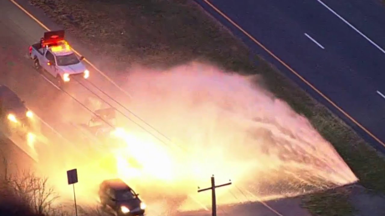 Water main break sends water shooting into air along Delaware road ...