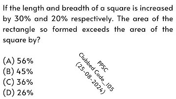 If the length and breadth of a square is increased by 30% and 20% |PPSC |Math |Urdu/Hindi