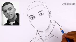 Easy Pencil Sketch Kylian Mbappe, How To Draw Mbappe Ste By Ste Drawing Tutorial