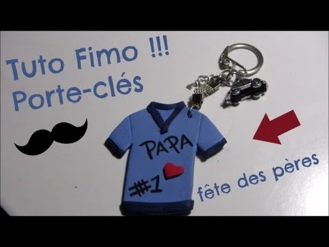 Tuto FIMO: porte clés fête des pères YouTube